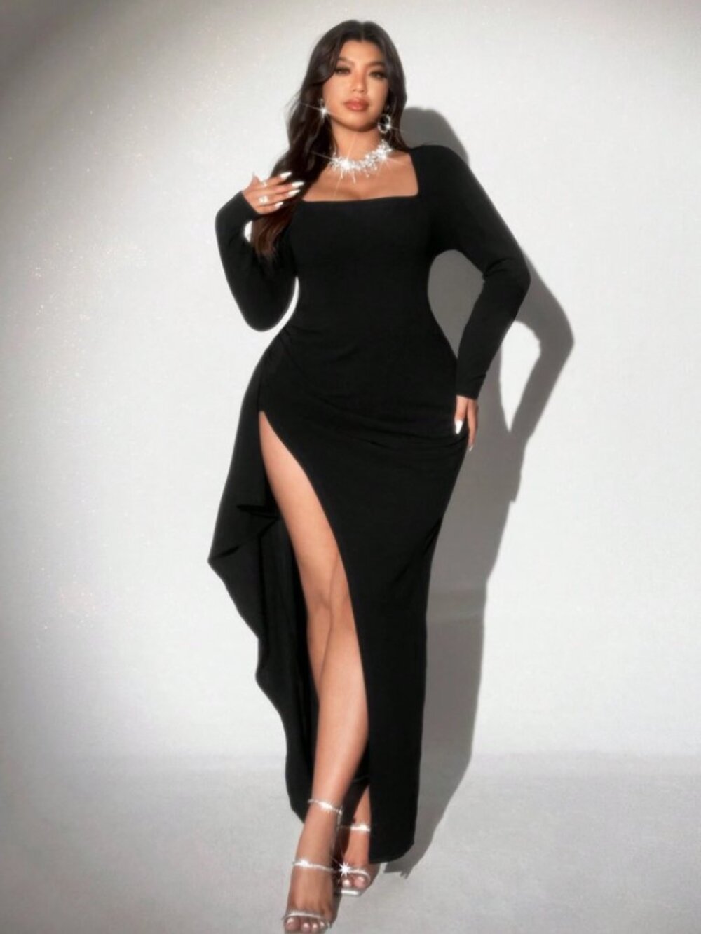 Alexa Plus Size Split Thigh Cocktail Dress
